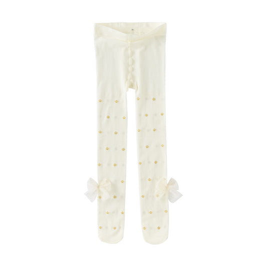 Dave&Bella Girls Summer Light Breathable Beige Footed Tights Leggings