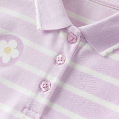 Dave&Bella Toddler Girls Summer Cotton Cute Purple Striped Polo T-shirts