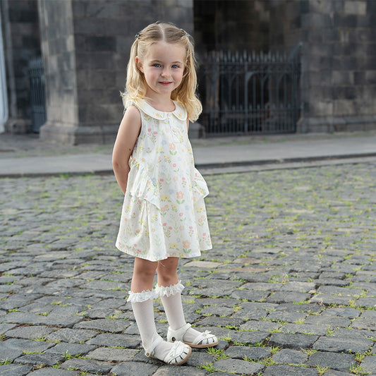 Dave&Bella Girls Summer Cotton Flower Print Sleeveless Dress