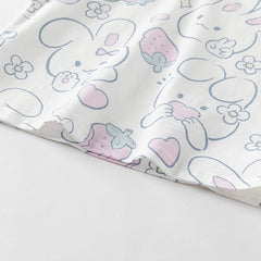Dave&Bella Toddler Girls Summer White/Pink Rabbit Print Soft Cotton T-shirt Tops