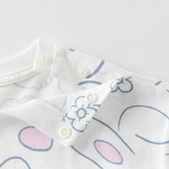 Dave&Bella Toddler Girls Summer White/Pink Rabbit Print Soft Cotton T-shirt Tops