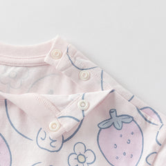Dave&Bella Toddler Girls Summer White/Pink Rabbit Print Soft Cotton T-shirt Tops