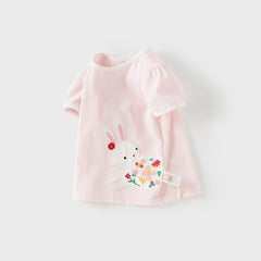 Dave&Bella Toddler Girls Summer Adorable Pink Breathable Cotton T-shirt Tops