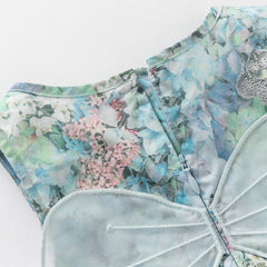 Dave&Bella Girls Summer Classical Green Printed Mesh Elegant Princess Dresses