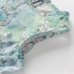 Dave&Bella Girls Summer Classical Green Printed Mesh Elegant Princess Dresses