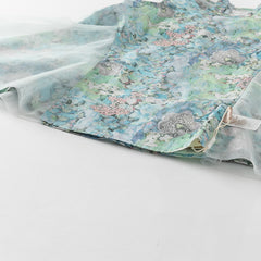 Dave&Bella Girls Summer Classical Green Printed Mesh Elegant Princess Dresses