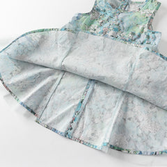 Dave&Bella Girls Summer Classical Green Printed Mesh Elegant Princess Dresses