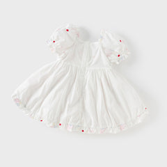 Dave&Bella Girls Summer Printed Bubble Sleeve Floral Pod Skirt Dress