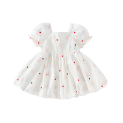 Dave&Bella Girls Summer Printed Bubble Sleeve Floral Pod Skirt Dress