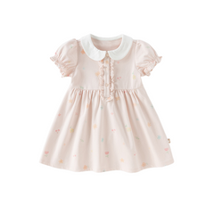 Dave&Bella Girls Summer Cotton College Pink Print Cute A-line Dress