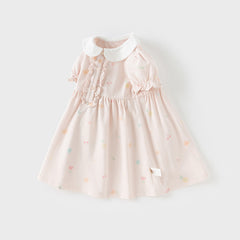 Dave&Bella Girls Summer Cotton College Pink Print Cute A-line Dress