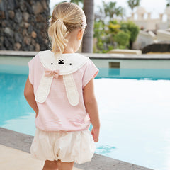 Dave&Bella Toddler Girls Summer Striped Adorable Rabbit-shaped Soft Cotton T-shirt Tops