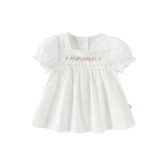 Dave&Bella Toddler Girls Summer Thin White Cotton T-Shirt Tops
