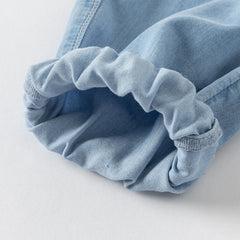 Dave&Bella Toddler Boys Summer Denim Blue Loose Adjustable-waistband Jeans
