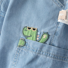 Dave&Bella Toddler Boys Summer Denim Blue Loose Adjustable-waistband Jeans