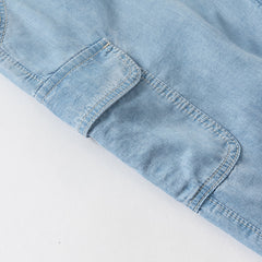 Dave&Bella Toddler Boys Summer Denim Blue Loose Adjustable-waistband Jeans