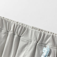 Dave&Bella Toddler Boys Summer Blue/Light Grey Casual Drawstring Loose Pants