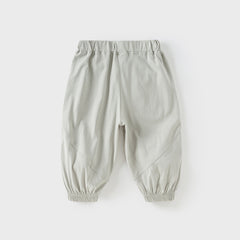 Dave&Bella Toddler Boys Summer Blue/Light Grey Casual Drawstring Loose Pants