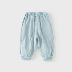 Dave&Bella Toddler Boys Summer Blue/Light Grey Casual Drawstring Loose Pants