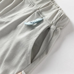 Dave&Bella Toddler Boys Summer Blue/Light Grey Casual Drawstring Loose Pants