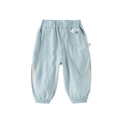 Dave&Bella Toddler Boys Summer Blue/Light Grey Casual Drawstring Loose Pants
