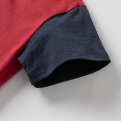 Dave&Bella Toddler Boys Summer Playful Red/Beige Breathable Cotton T-shirt Tops