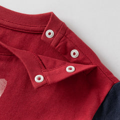 Dave&Bella Toddler Boys Summer Playful Red/Beige Breathable Cotton T-shirt Tops