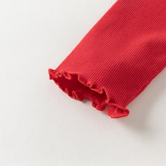 Dave&Bella Toddler Girls Autumn Vivid Red Knit Sweater Mesh Dress