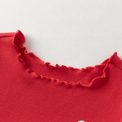 Dave&Bella Toddler Girls Autumn Vivid Red Knit Sweater Mesh Dress