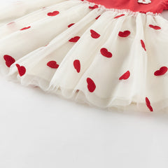 Dave&Bella Girls Summer Casual Red Short Sleeve Mesh Dress