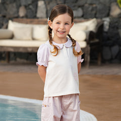 Dave&Bella Girls Summer Cotton Beige Polo Sweet T-shirt Top
