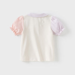 Dave&Bella Girls Summer Cotton Beige Polo Sweet T-shirt Top