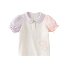 Dave&Bella Girls Summer Cotton Beige Polo Sweet T-shirt Top