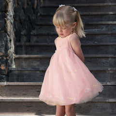 Dave&Bella Girls Summer Pink Mesh Elegant Princess Dress