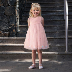 Dave&Bella Girls Summer Pink Mesh Elegant Princess Dress