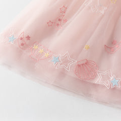 Dave&Bella Girls Summer Pink Mesh Elegant Princess Dress