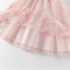 Dave&Bella Girls Summer Pink Mesh Elegant Princess Dress