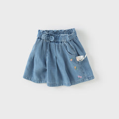Dave&Bella Toddler Girls Toddler Girls Fashion Denim Blue Wide Casual Jean Shorts