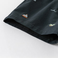 Dave&Bella Toddler Boys Summer Navy Blue Adjustable-waistband Comfortable Shorts