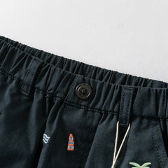 Dave&Bella Toddler Boys Summer Navy Blue Adjustable-waistband Comfortable Shorts