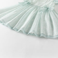 Dave&Bella Girls Summer Bow Tie Green Cotton Dress