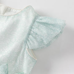 Dave&Bella Girls Summer Bow Tie Green Cotton Dress