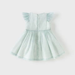 Dave&Bella Girls Summer Bow Tie Green Cotton Dress