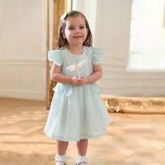 Dave&Bella Girls Summer Bow Tie Green Cotton Dress