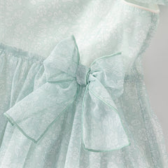 Dave&Bella Girls Summer Bow Tie Green Cotton Dress