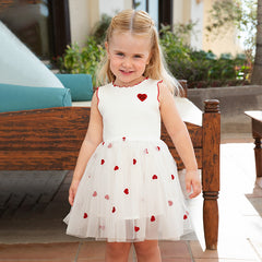 Dave&Bella Girls Summer Sleeveless Knit Princess Mesh Dress