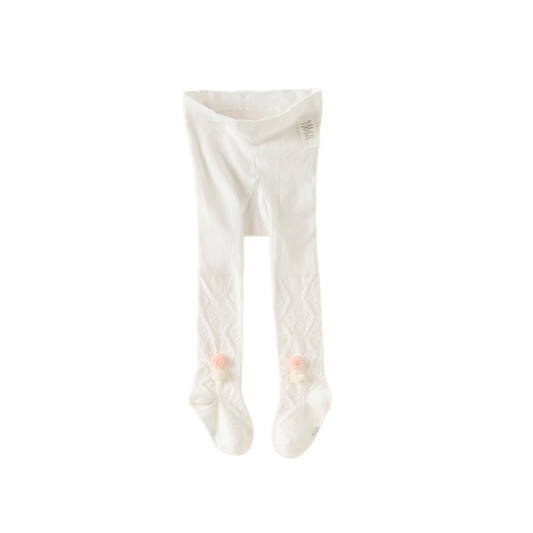 Dave&Bella Toddler Girls Summer Elegant White Stretchable Footed Tights Leggings