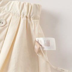 Dave&Bella Summer Kids Girls Cute Green/Apricot Breathable Cotton Paperbag Waist Shorts