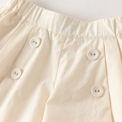 Dave&Bella Summer Kids Girls Cute Green/Apricot Breathable Cotton Paperbag Waist Shorts