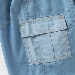 Dave&Bella Summer Toddler Boys Fashion Denim Blue Straight-leg Comfortable Jean Shorts